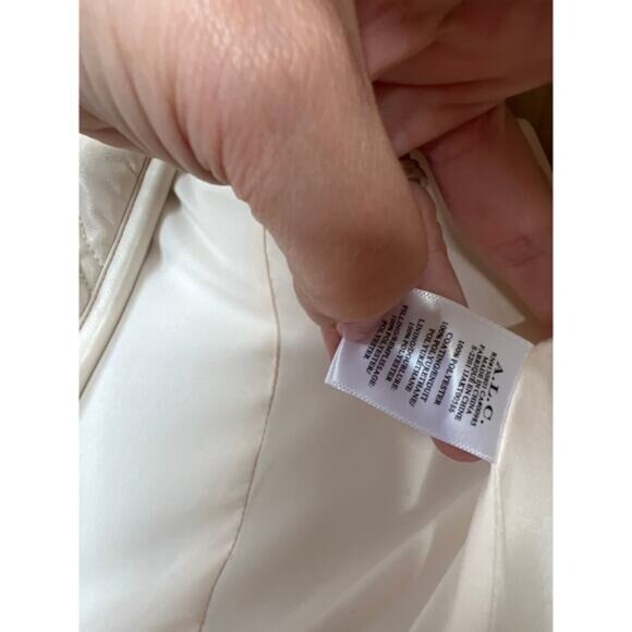 NEW A.L.C. Emory Asymmetric Quilted Padded Faux Leather Jacket Cream Size: XS - Picture 5 of 8